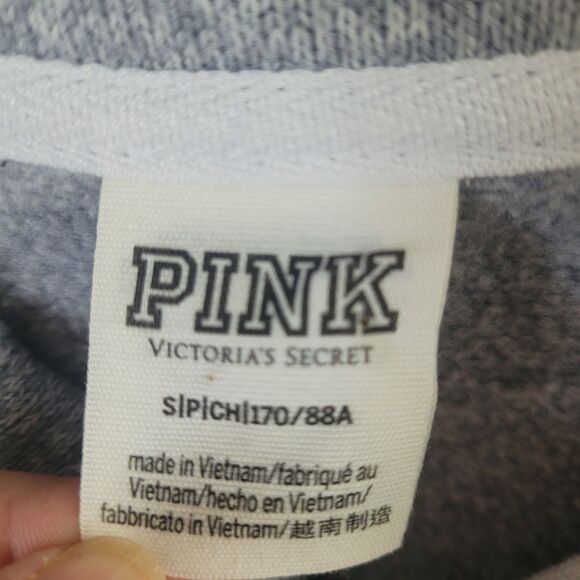 Victorias Secret Pink Sweater Small Knit Crop Gray 1/2 Zip Cinch Waist - Picture 7 of 15